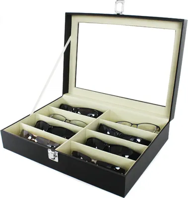 Produktbild von Brillenkoffer Brillendisplay Brillenständer für 8 Brillen Kunstleder SKW95