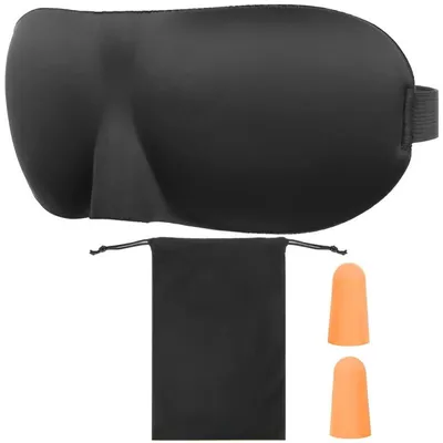 Produktbild von Malatec 3D Schlafmaske + Ohrstöpsel, schwarz