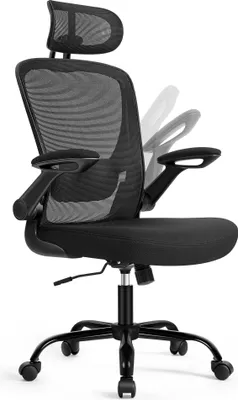 Produktbild von SONGMICS Bürostuhl ergonomisch, Schreibtischstuhl, Drehstuhl mit Mesh, gepolsterte Lendenstütze, Wippfunktion, 53 cm große Sitzfläche