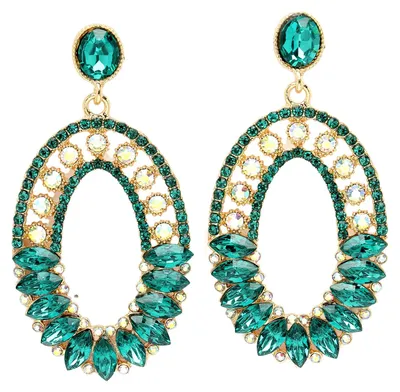 Image de AVANT-GARDE PARIS Boucles d'oreilles pendantes mosaïque verte Diva Collection