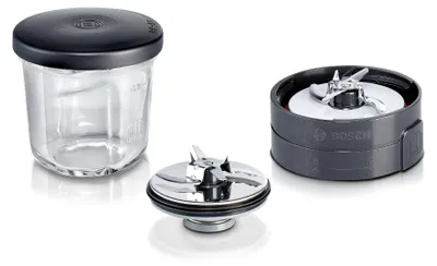 Produktbild von Bosch Zerkleinerer-Set MUZ45XCG1, 3-in-1, Glasbehälter, Hacken, Mixen, Mahlen, Z