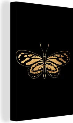 Produktbild von OneMillionCanvasses® - Leinwandbilder - 90x140 cm, Gold - Schmetterling - Tier - Design, Wandbilder Kunstdruck Wanddekoration - Foto auf Leinwand - Gemälde auf Holzrahmen  - Wandschmucke - Schlafzimmer