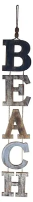 Produktbild von Holz- und Metallwanddekoration, Strandmotiv, 14 x 98 cm
