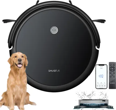 Produktbild von SmartAI G50 WLAN Intelligenter Saugroboter Staubsauger mit Wischfunktion,2600Pa Saugkraft ,120Min Laufzeit,Nass,Trocken,Selbstaufladung,Alexa,App,Deutsch Steuerung,ideal für Tierhaare