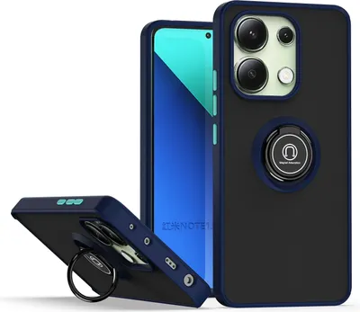 Produktbild von Hülle für Xiaomi Redmi Note 13 4G Ring Halter Ständer Matte Transluzent TPU Bumper Stoßfest Schutzhülle Blau