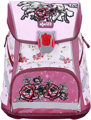 Produktbild von Pferde Horses Schulranzen Mädchen 1 Klasse |Tornister Schulrucksack Schultasche | Set 4 teilig | für Grundschule | inkl. Federmäppchen und Sportbeutel