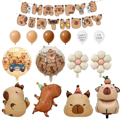 Image de Ensemble de ballons et de guirlande pour anniversaire sur le thème du capybara