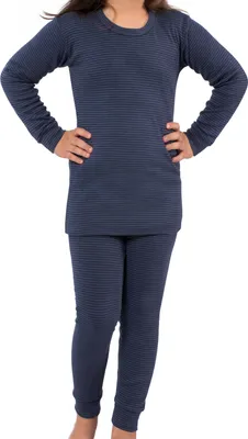 Produktbild von Celodoro Kinder Thermowäsche-Set Ringel-Optik - Blau 146-152