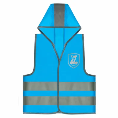 Immagine prodotto di reer MyBuddyGuard Sicherheitsweste, Warnweste, Signalweste, Kinder, mit Kapuze, Blau, 53012