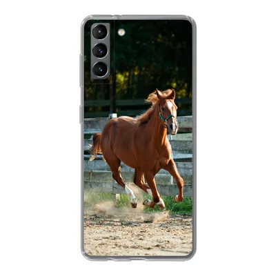 Produktbild von MuchoWow® Handyhülle Schutzhülle Hülle für Samsung Galaxy S21 Plus Pferd - Licht - Sand Silikon Softcase Handy Hülle - Handy-Tasche