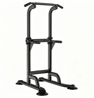 Produktbild von Power Tower - Freistehende Klimmzug- und Dip-Station - Höhenverstellbar 165–210 cm - Belastbar bis 150 kg - Für Calisthenics Heimtraining - Schwarz
