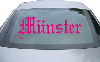 Produktbild von Indigos UG - Aufkleber Heckscheibe & Motorklappe DE6548 - pink - 600x210 mm - Stadt Münster - Auto Scheiben Fenster Heckklappe Tuning Racing JDM - Die cut