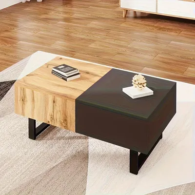 Image de Table à manger – Table ronde – Table à manger extensible – Aspect marbre – Structure en forme de X noire – 100-140 cm