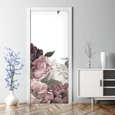 Produktbild von Dekorative Tür Wandaufkleber Wandtattoo selbstklebend dekoration Vintage Pfingstrosen 85 x 200 cm