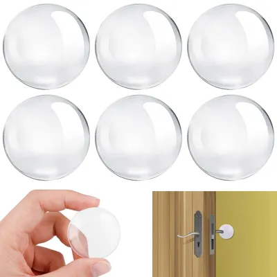 Image de 6 butoirs en caoutchouc autocollants, butoirs de porte transparents, patins en caoutchouc, butoirs pour poignées de porte, butoirs élastiques pour portes et murs