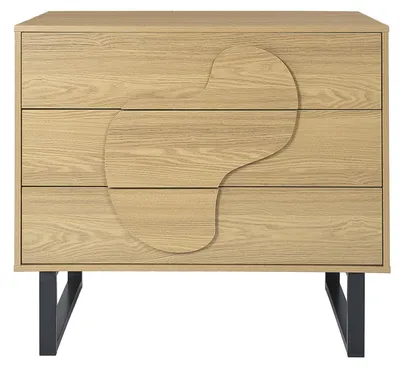 Zdjęcie produktu dla Komoda nowoczesna dąb artisan czarna 3 szuflady 120 cm do sypialni