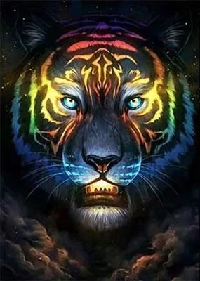 Produktbild von Diamantmosaik, bunter Tiger, 30X40 Cm, kreative Diamanten