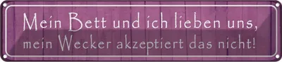 Produktbild von vianmo Blechschild 10x46 cm mein Bett und ich lieben uns Spruch Zitat