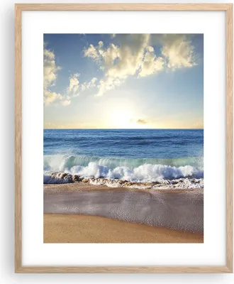 Produktbild von Gerahmtes Poster - Rahmen in heller Eiche - Meer Ufer Wasser - 40x50 cm - Wand Bild - Wanddeko - Wandbilder - Kunstposter - Wandposter - Bilderrahmen - Bilder - Kunstdruck - Wandbild - P2NPA40x50-3551