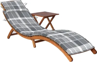 Produktbild von Cloris Designermöbel Sonnenliege mit Tisch und Auflage Massivholz Akazie 2024 Neu