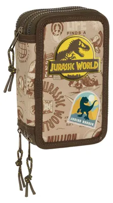 Image de Trousse à crayons triple Jurassic World 12,5 x 19,5 x 5,5 cm 37 pièces