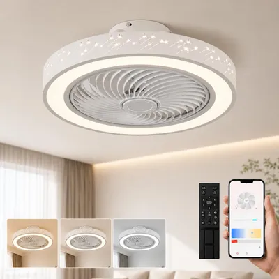 Produktbild von Smart Deckenventilator mit Licht und Fernbedienung App-Steuerung 6 Geschwindigkeiten 3 Farbtemperatur Dimmbar Leise Ventilator Deckenlampe