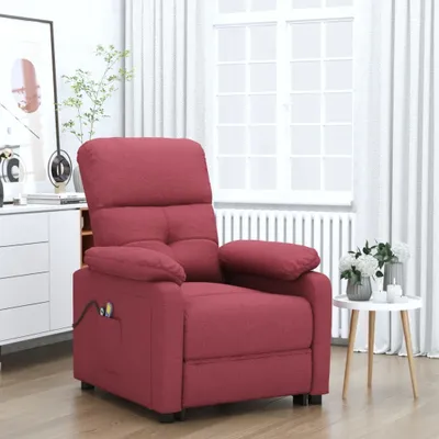 Image de The Living Store Fauteuil de massage électrique vin rouge tissu