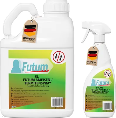 Produktbild von Futum 5L+500ml Ameisenspray | Biozdfreies Ameisenmittel | auf Wasserbasis gegen Ameisen, Termiten, Larven & Eier
