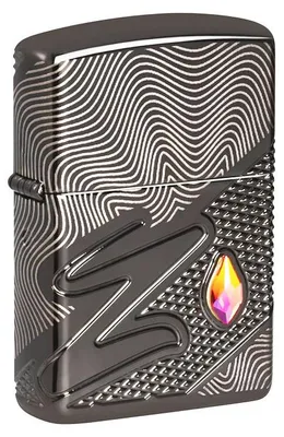 Produktbild von Zippo Benzin-Feuerzeug Armor Case, Black Deep Carved Crystal 60007720, unbefüllt