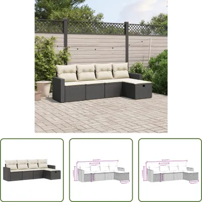 Produktbild von The Living Store 5-tlg. Garten-Sofagarnitur mit Kissen Schwarz Poly Rattan