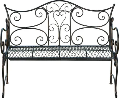 Produktbild von Gartenbank TODOR - Metall Bronze 113x47x89 cm | Metallbank Garten 2 Seitzer Bank Terrasse Vintage Antik Gartenbank