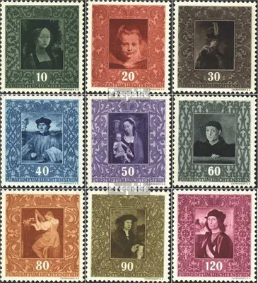Produktbild von Briefmarken Liechtenstein 1949 Mi 268-276 (kompl.Ausg.) gestempelt Gemälde