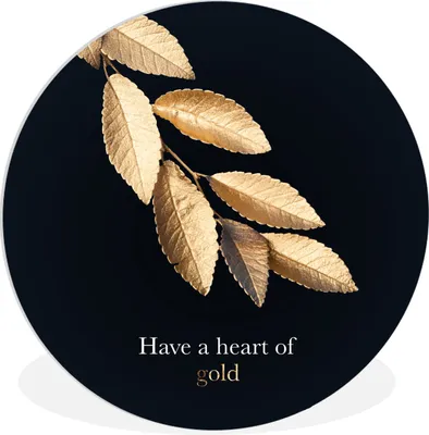 Produktbild von MuchoWow® Rundes Wandbild - Runde Bilder Blätter - Gold - Zitat Ø 60 cm Kreis Wanddekoration Kunststoff - Wandkreis - Wandschmuck - Wand Kreis - Das Schlafzimmer - Die Bilder - Wandmalerei - Kunst für das Haus - das Plastik
