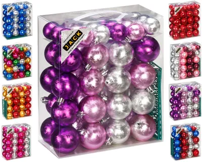 Produktbild von JACK by Inge 50x Kunststoff Kugeln Eislack Christbaumkugeln Ø 4+6cm inkl. Haken Violett-Flieder-Silber
