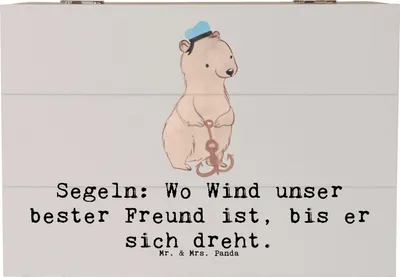 Produktbild von Mr. & Mrs. Panda Geschenkbox Segeln Windfreund 22 x 15 cm - Grau Pastell - Geschenk, Freiheit, Segelboot, Sportler, Schatulle, schatztruhe, Box aus Holz, Teamsport