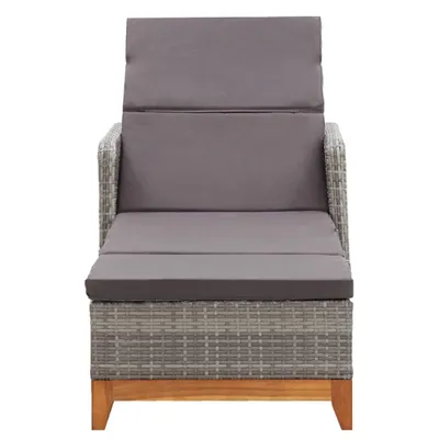 Produktbild von vidaXL Sonnenliege Poly Rattan und Massivholz Akazie Grau