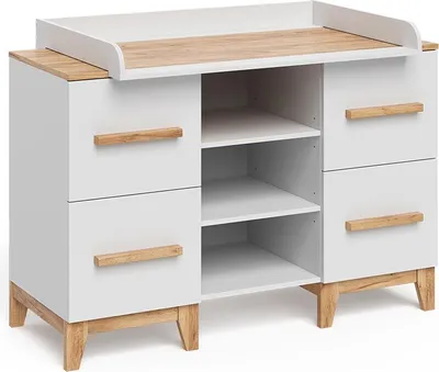 Produktbild von Wickelkommode Vitalispa Malia Weiß/Artisan 133 x 98 cm XL mit 4 Schubladen, Model 58349