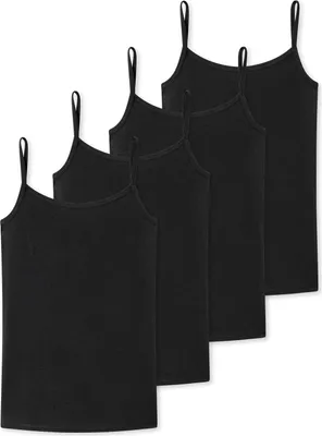 Produktbild von Schiesser 4er Pack Teens Girls 95/5 Organic Baumwolle Spaghetti Top Unifarbenes Design, Mit schmalen Trägern, Elastischer Zweinadelbund am Saum