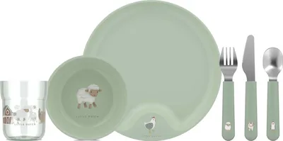 Produktbild von Mepal - Kindergeschirr Set Mio Little Dutch - Kinder Geschirr - Inklusive Kinderglas, Kinderteller, Kinderschale und Kinderbesteck - Spülmaschinengeeignet & BPA frei - 6-teilig Set - Little Farm