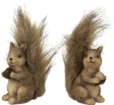 Produktbild von 6 Stück Eichhörnchen Figuren mit flaschigem Schwanz 10 cm Dekofigur