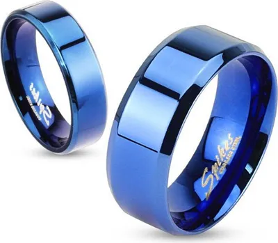 Produktbild von Damen Herren Ring Edelstahl Partnerring Ehering Verlobungsring Bandring blau 62 - Ø 19,76 mm 8 mm