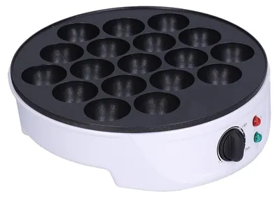 Produktbild von Elektrischer Takoyaki Maker - 18 Löcher - Doppelheizung - Weiß - Antihaftbeschichtung - Für Oktopusbällchen - Einfach zu reinigen