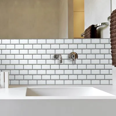 Obrázek produktu pro 285 x 14 cm, 24 ks, samolepící obklady ve stylu „off-white“ s motivem metropolitních cihel – samolepící obklady na stěnu – obklady do kuchyně a koupelny