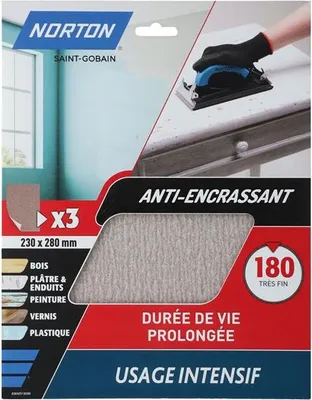 Produktbild von Anti-Verstopfungspapier Körnung 240, 3 Blätter – Norton