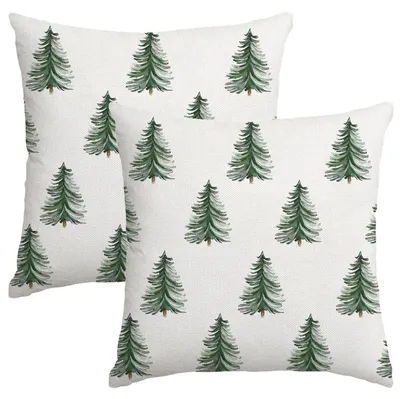 Kissenbezüge 50x50 cm, 2er-Set, Tannengrün, Weihnachtsdeko