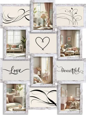 Produktbild von Stilvolle Momente – Bilderrahmen Collage für 12 Fotos | Galerierahmen Wanddeko für Fotowand & Geschenkideen - Farbe: Shabby Weiß | Format: 13x18