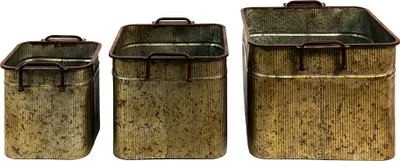 Produktbild von Clayre & Eef Dekoration Zinkwanne 3er Set 42x38x28 cm Grau Eisen