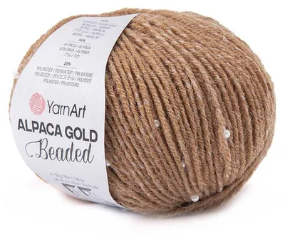 Produktbild von YarnArt Alpaca Gold Beaded Perlengarn 50g 140m Hellbraun