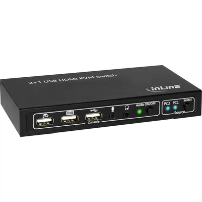 Image de InLine 2x1 HDMI KVM Switch - Commutateur KVM/audio/USB - 2 x KVM/Audio/USB - 1 utilisateur local - Ordinateur de bureau (62602I)