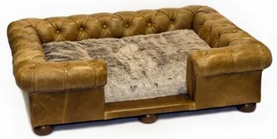 Produktbild von Casa Padrino Luxus Chesterfield Leder Hundebett Vintage Braun / Dunkelbraun 134 x 104 x H. 37 cm - Rechteckiges Echtleder Hundebett - Luxus Chesterfield Leder Tiermöbel